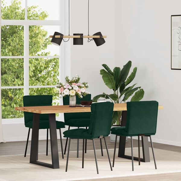 vidaXL Sillas de comedor 4 unidades terciopelo verde oscuro