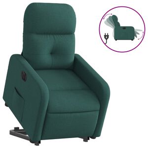 vidaXL Sill&oacute;n el&eacute;ctrico reclinable elevable de tela verde oscuro