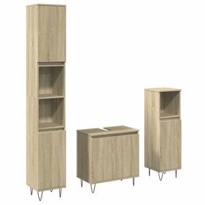 vidaXL Set de muebles de ba&ntilde;o 3 pzas madera contrachapada roble Sonoma