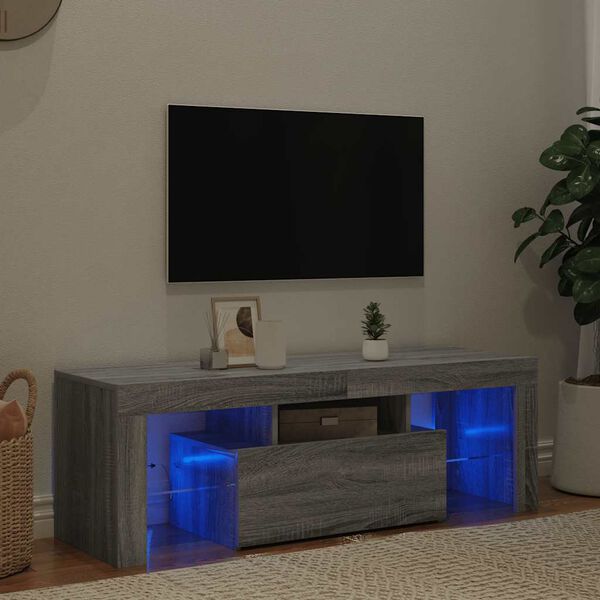 vidaXL Mueble de TV con luces LED gris Sonoma 120x35x40 cm