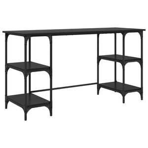 vidaXL Escritorio Roble Negro Madera de ingenier&iacute;a 140 x 50 x 75 cm
