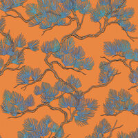 DUTCH WALLCOVERINGS Papel de pared pino azul y naranja