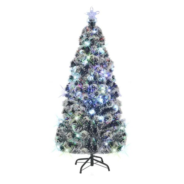 vidaXL &Aacute;rbol de Navidad preiluminado con soporte y LED fibra &oacute;ptica 180 cm