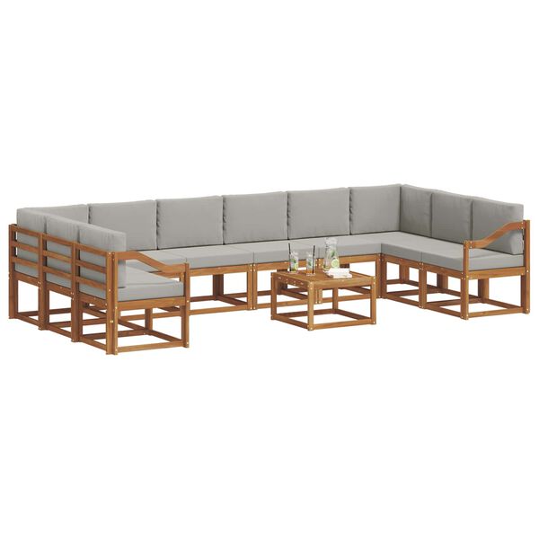vidaXL Conjunto de sof&aacute;s de exterior 11 pcs Gris Natural y Claro
