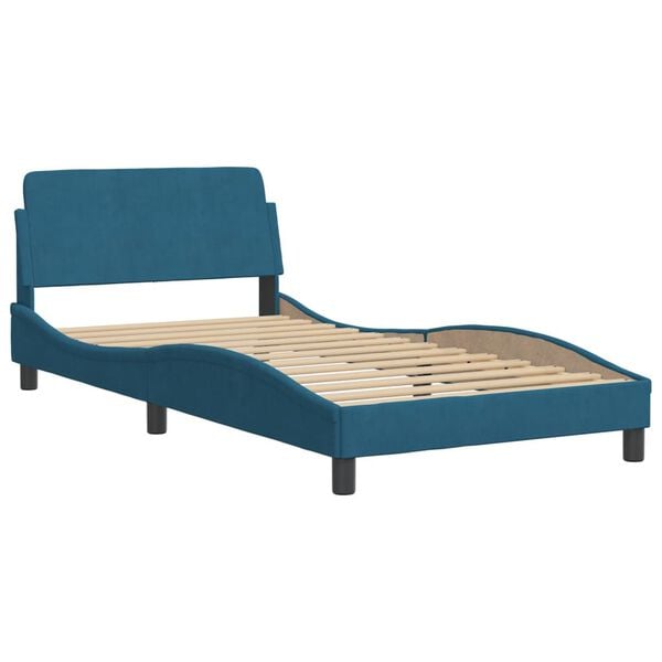 vidaXL Estructura de cama sin colch&oacute;n Hanko terciopelo azul 100x200 cm