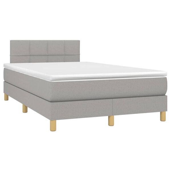 vidaXL Cama box spring con colch&oacute;n tela gris claro 120x200 cm