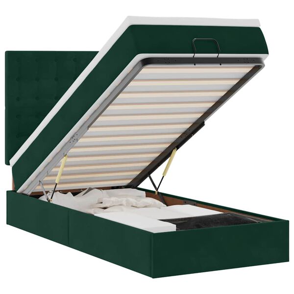 vidaXL Estructura cama otomana colchones verde oscuro 90x190cm