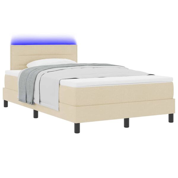 vidaXL Cama tipo Box Spring con colch&oacute;n Crema 120 x 190 cm tela