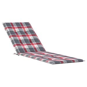 vidaXL Coj&iacute;n para tumbona estampado a cuadros rojos (75+105)x50x4 cm