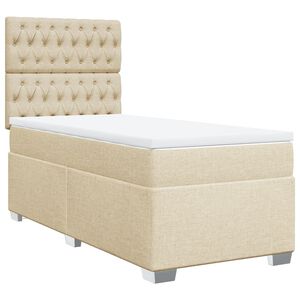 vidaXL Cama box spring con colch&oacute;n tela color crema 90x190 cm