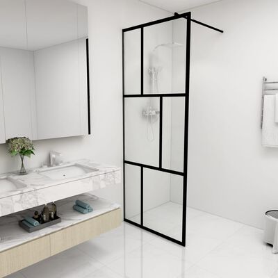 vidaXL Mampara de ducha accesible con vidrio templado negro 80x195 cm