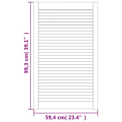 vidaXL Puerta de armario lamas 2 uds madera pino blanco 99,3x59,4 cm