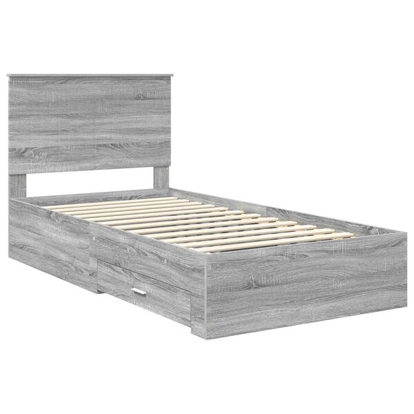vidaXL Estructura de cama con cabecera Gris Sonoma 100 x 200 cm
