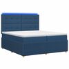vidaXL Cama de muelles con LED y colch&oacute;n Azul 200 x 200 cm Tela