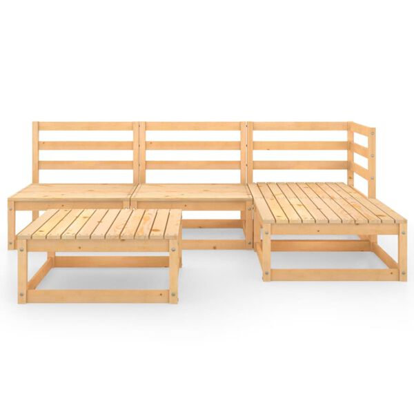 vidaXL Juego de muebles de jardín 5 piezas madera maciza de pino