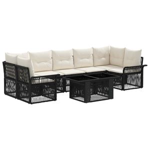 vidaXL Conjunto de sof&aacute;s de jard&iacute;n 8 uds. Negro y Blanco Crema