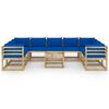 vidaXL Set de muebles de jard&iacute;n 10 pzas con cojines madera impregnada