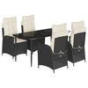 vidaXL Set de muebles jard&iacute;n 5 pzas con cojines rat&aacute;n sint&eacute;tico negro
