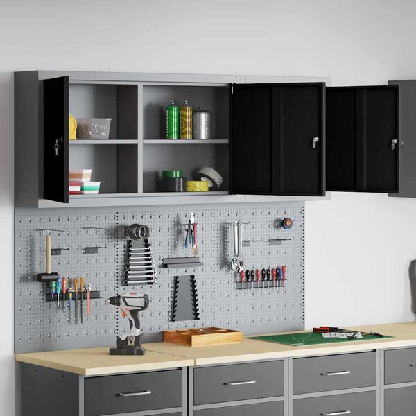 vidaXL Juego de Armarios de Herramientas con estante 5 pcs Negro