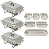 vidaXL Set calentador de comida para buffet 3 piezas acero inoxidable