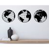 Homemania Adorno de pared mapa del mundo acero negro 140x41 cm