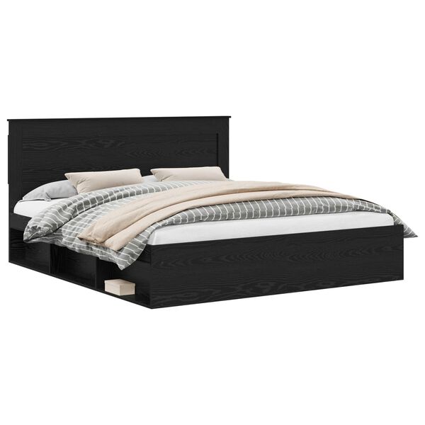 vidaXL Estructura de cama Negro 180 x 200 cm Madera de pino macizo