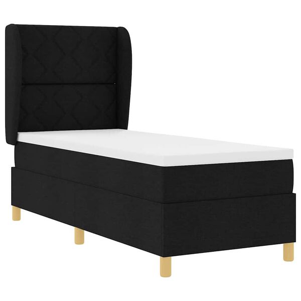 vidaXL Cama con Somier y Colch&oacute;n Gris Oscuro 90x190 cm de Tela Negro