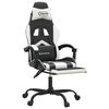 vidaXL Silla gaming giratoria reposapi&eacute;s cuero sint&eacute;tico negro blanco