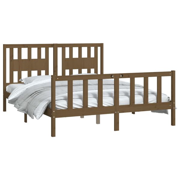 vidaXL Estructura cama sin colch&oacute;n madera pino marr&oacute;n miel 160x200 cm
