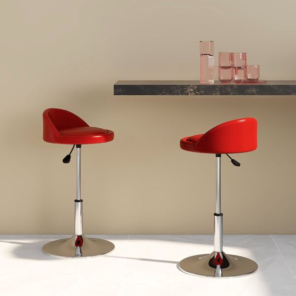 vidaXL Sillas de comedor giratorias 2 uds cuero sint&eacute;tico rojo