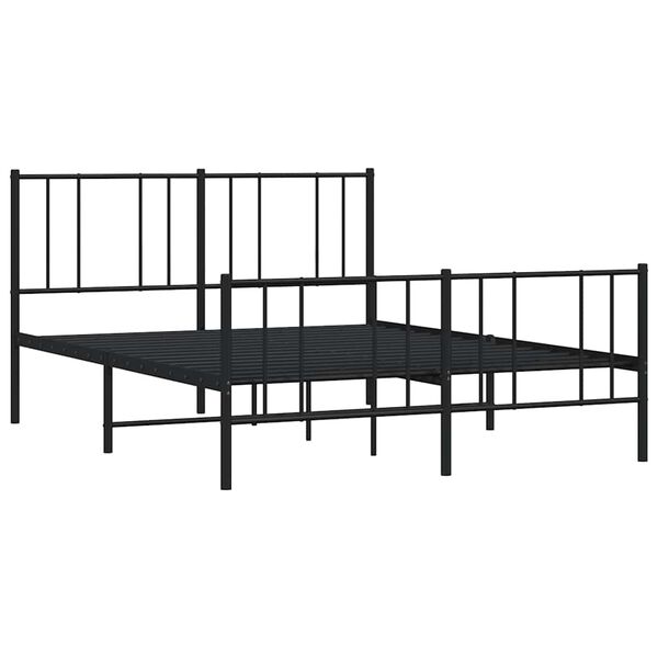 vidaXL Estructura cama sin colch&oacute;n con estribo metal negro 160x200 cm