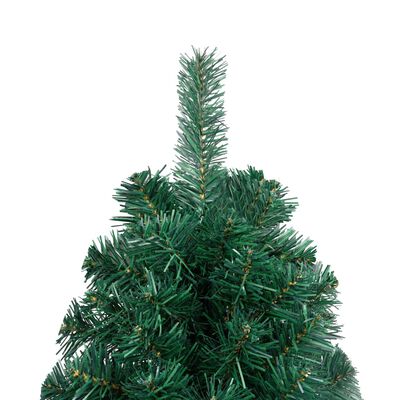 vidaXL Medio árbol de Navidad artificial con soporte PVC verde 210 cm