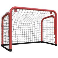 vidaXL Portería hockey y red acero y poliéster rojo y negro 68x32x47cm