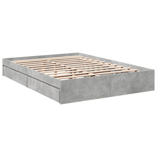 vidaXL Cama con cajones madera ingenier&iacute;a gris hormig&oacute;n 150x200 cm