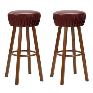 vidaXL Taburetes de cocina 2 unidades cuero sint&eacute;tico marr&oacute;n