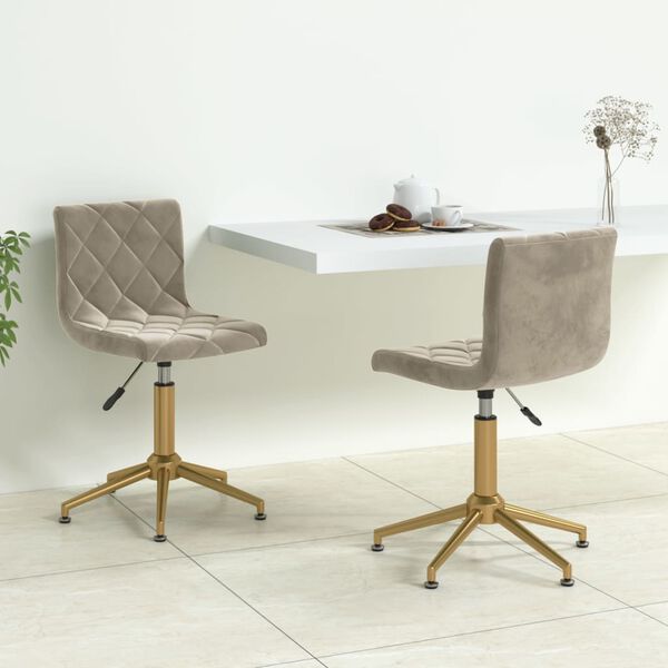 vidaXL Sillas de comedor giratorias 2 uds de terciopelo gris claro