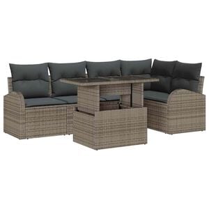 vidaXL Conjunto de sof&aacute; de jard&iacute;n 6 pcs Gris rat&aacute;n sint&eacute;tico