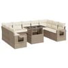 vidaXL Juego de sof&aacute;s jard&iacute;n con cojines beige 10 pzas rat&aacute;n sint&eacute;tico