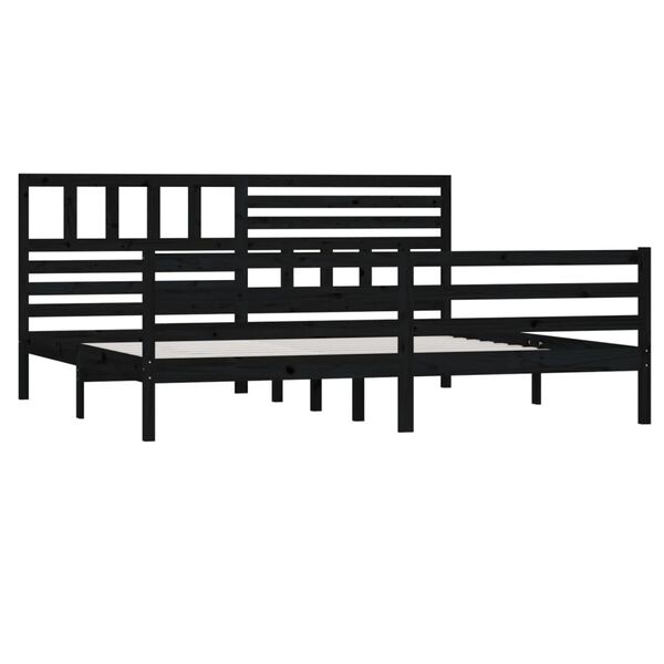 vidaXL Estructura de cama sin colch&oacute;n madera maciza negro 200x200 cm