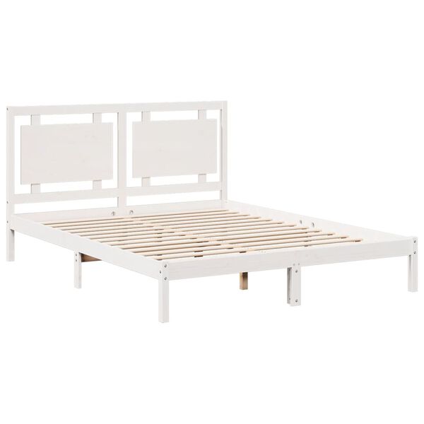 vidaXL Cama extralarga sin colchón madera maciza blanca 140x210 cm