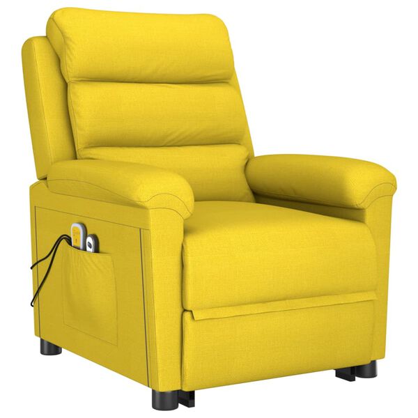 vidaXL Sill&oacute;n de masaje elevable de tela amarillo claro