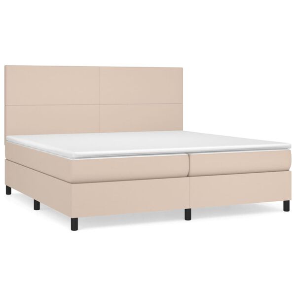 vidaXL Cama box spring con colch&oacute;n cuero sint&eacute;tico capuchino 200x200cm