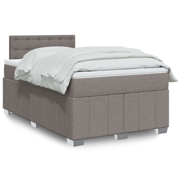 vidaXL Cama box spring con colch&oacute;n tela gris taupe 120x190 cm