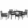 vidaXL Conjunto de Comedor de Jard&iacute;n 5 pcs Negro rat&aacute;n sint&eacute;tico