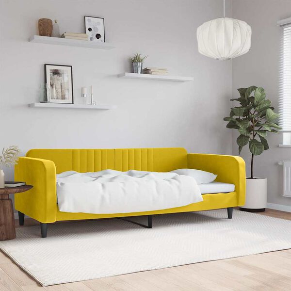 vidaXL Sof&aacute; cama sin colch&oacute;n terciopelo amarillo 90x200 cm