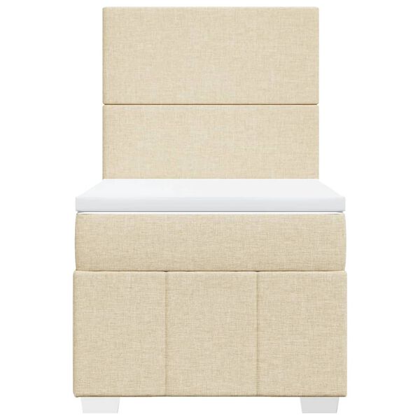 vidaXL Cama box spring con colch&oacute;n tela color crema 90x200 cm
