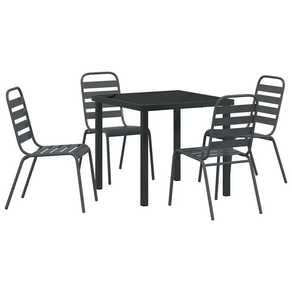 vidaXL Conjunto de Comedor de Jard&iacute;n 5 pcs Antracita