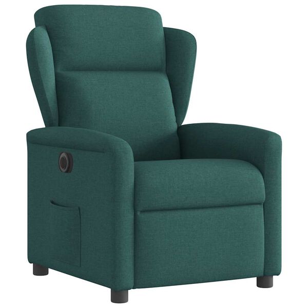 vidaXL Sill&oacute;n reclinable el&eacute;ctrico tela verde oscuro