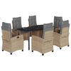 vidaXL Set comedor de jard&iacute;n 7 pzas con cojines rat&aacute;n sint&eacute;tico beige