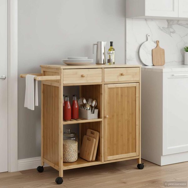 vidaXL Carrito de cocina con ruedas Natural 90,5 x 36 x 86,5 cm Bamb&uacute;